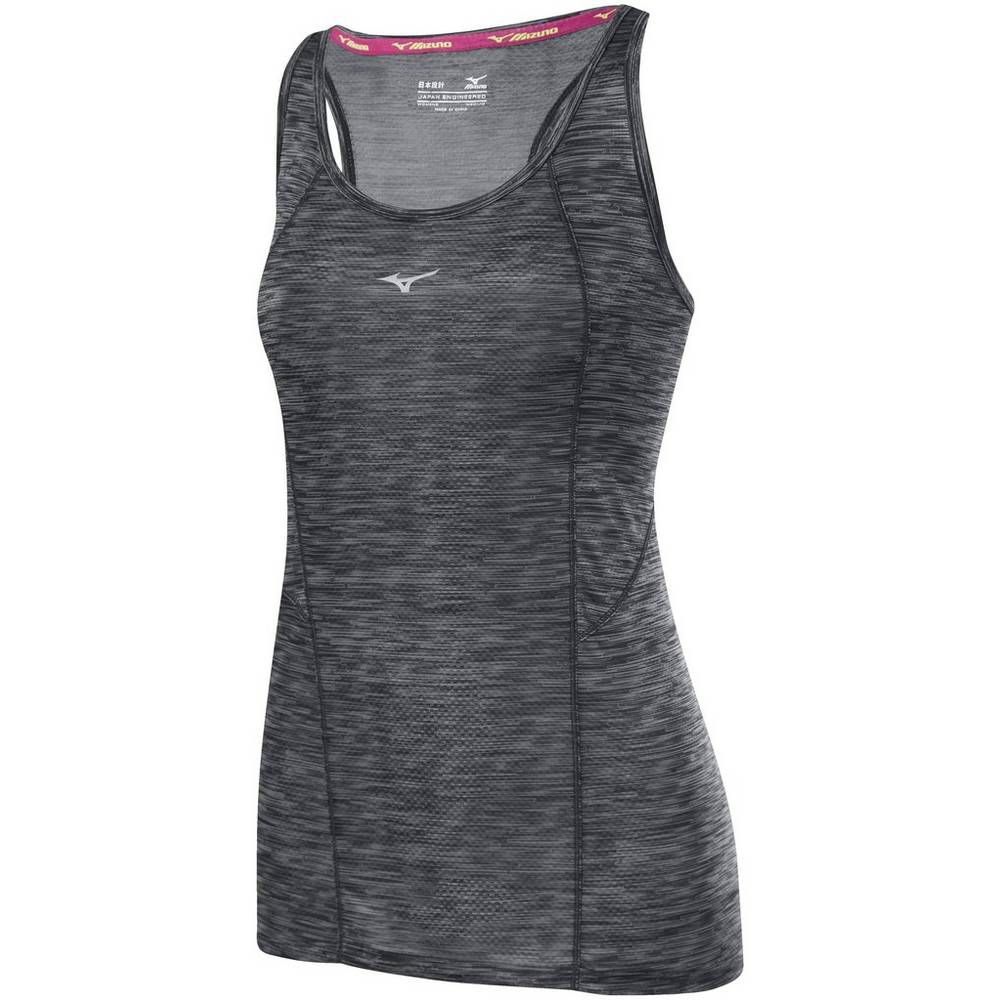 Womens Mizuno Alpha Vent Running Tank Top Black Philippines (PKILHW862)